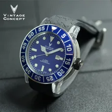 Reloj de pulsera automático para hombre de estilo clásico con carcasa transparente a la moda resistente al agua de 50m con bisel azul