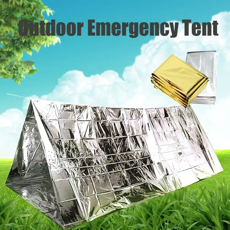 

New Outdoor Water Proof Emergency Survival Rescue Blanket Foil Thermal Space First Aid Sliver Rescue Curtain Military Blanket