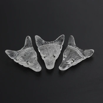 

30x35mm,5PCS Natural White Quartz Carved Wolf Head Jewelry Making,Raw Clear Quartz Healing Animal Pendants Necklace,XG-15AMAH