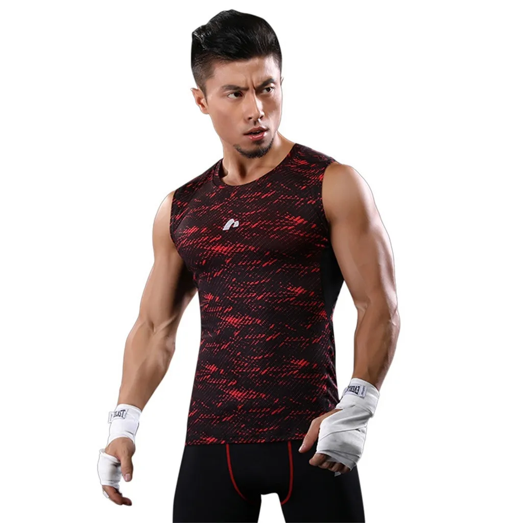 

tshirt Compression Tights Men Fitness Running Shirt Breathable Sleeveless Sport Rashgard Gym rashguard Clothing #XTN