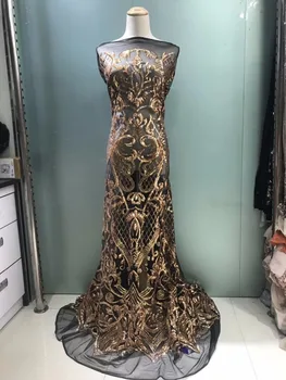 

S-561 high quality sequins french net lace fabric fashion 10 colors african tulle mesh lace fabric