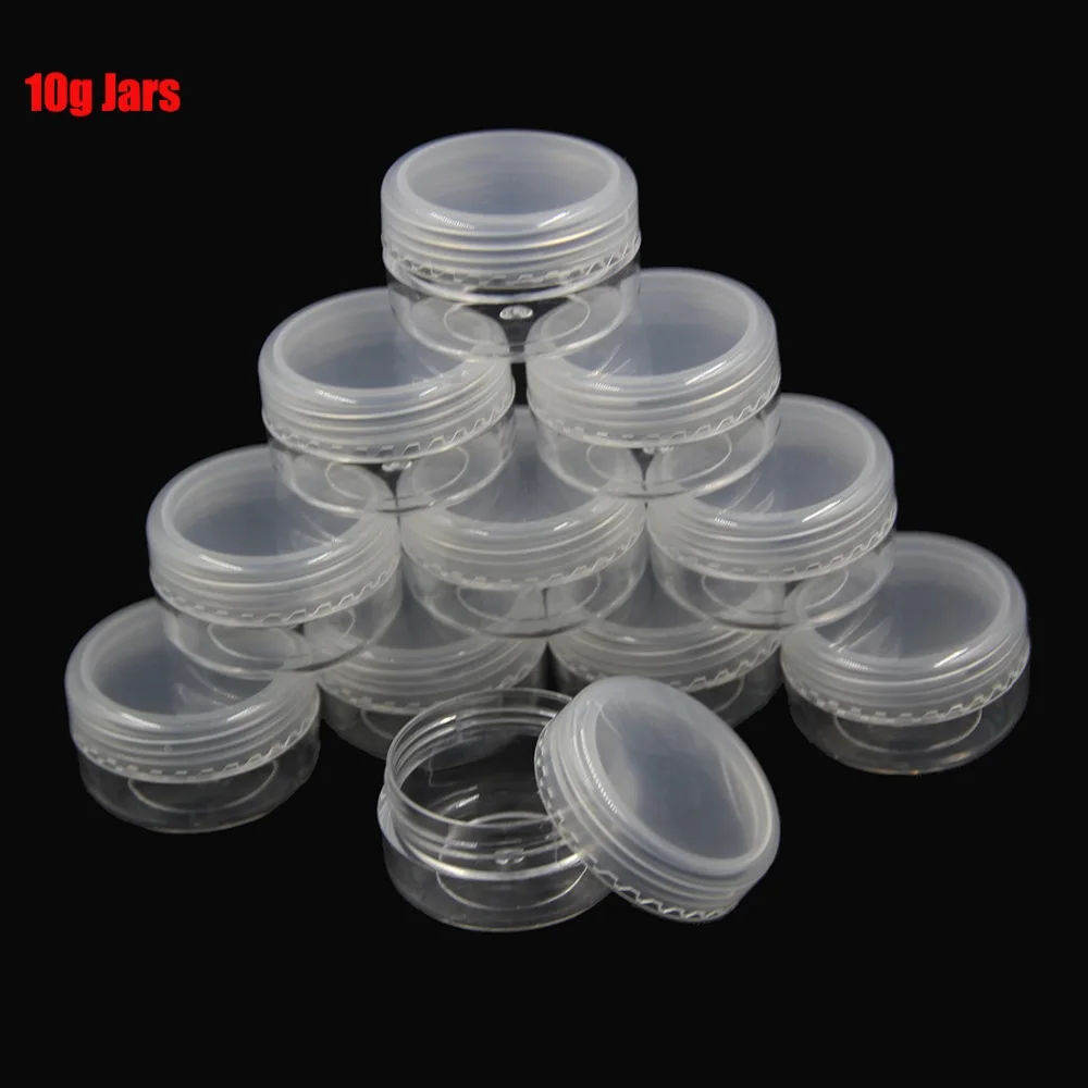 50 шт Макияж упаковка баночка для крема пустые коробки для косметики Пластик круглый емкости для образцов ящик для хранения с Полу прозрачный Кепки 10g