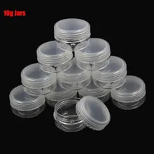 50 шт Макияж упаковка баночка для крема пустые коробки для косметики Пластик круглый емкости для образцов ящик для хранения с Полу прозрачный Кепки 10g