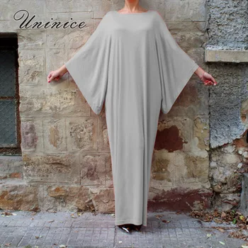

UNINICE Muslim Dress Long Kaftans for Women Islam Clothing Abaya Dubai Fashion Turkish Loose Graceful Bat Sleeve Elasticity Robe