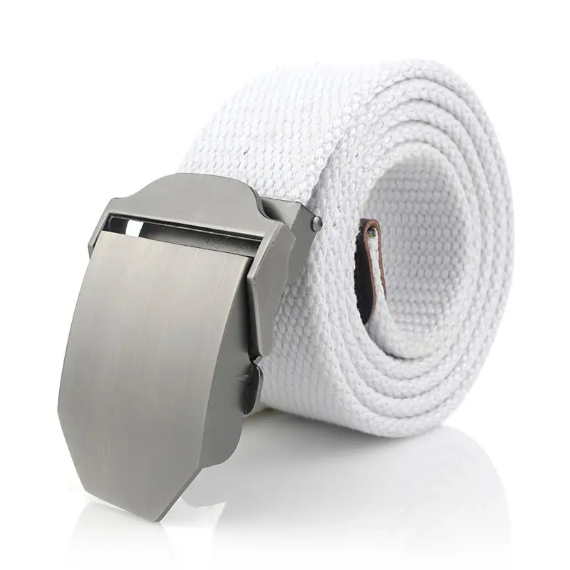 BOKADIAO Men&Women Military Canvas belt luxury Glossy Metal buckle jeans belt Army tactical belts f