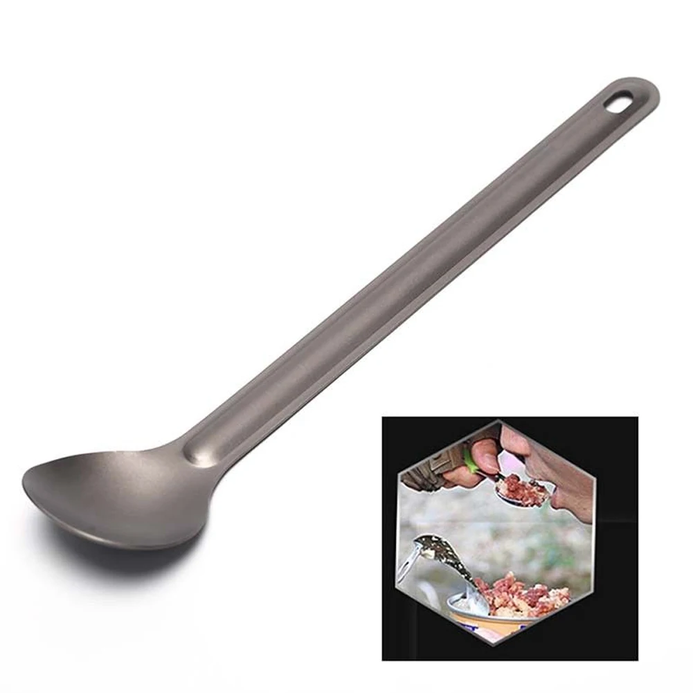 

Supplement Flat Head Handle Spoon Durable Picnic Eco-friendly Long Supplies Portable Titanium Steel Outdoor Camping Tableware