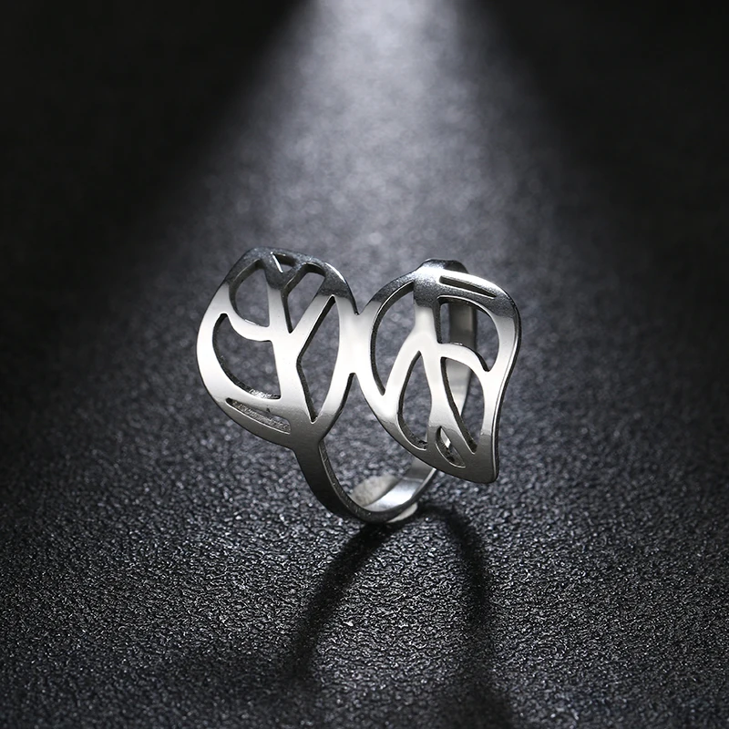 DOTIFI 316L кольца из нержавеющей стали для женщин Двойные листья Обручальное кольцо ювелирные изделия