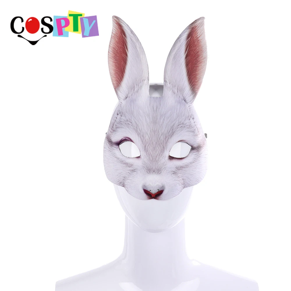 Cospty 3D Вечерние Маски для маскарада в виде животных из ЭВА черного и белого цвета для взрослых, маскарадные маски с заячьими ушками