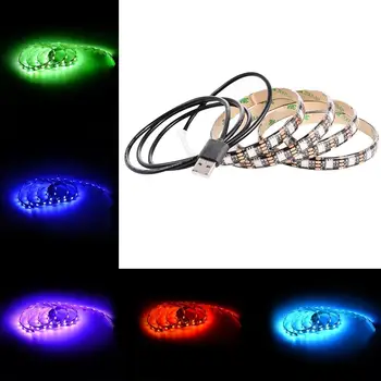 

SOLLED 1M 60LEDs TV LED Strip Light USB Port Black PCB RGB Color Changing Light Kit Flat Screen HDTV LED Desktop PC Monitor