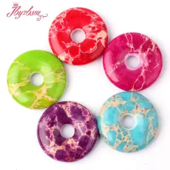 

25mm Donut Round Sea Sediment Stone Beads Pendant 1 Pcs,For Necklace Bracelet Jewelry Making Accessories,Wholesale Free Shipping