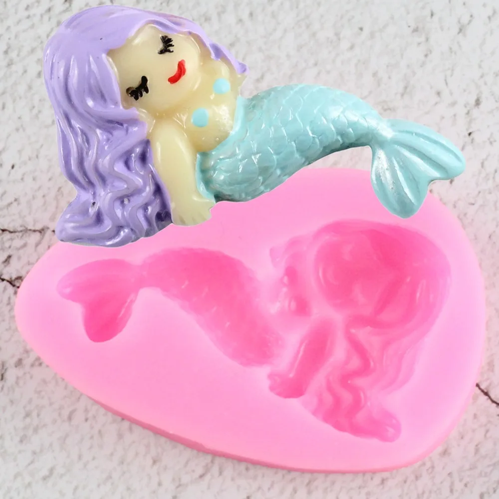 

Mermaid Silicone Mold Fondant Cupcake Chocolate Mold Cake Decorating Baking Tools Handmade Soap Mold