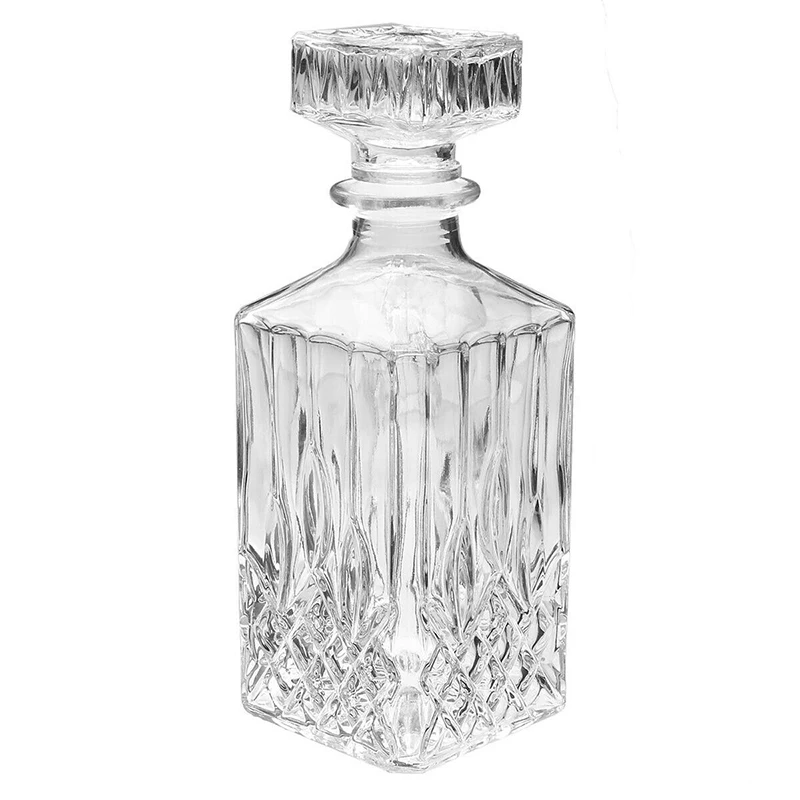 

1000ml Square Glass whisky liquor Bottle with Stopper Lid Whiskey Decanter Crystal Container Water Juice Tea Milk Jug Pitcher