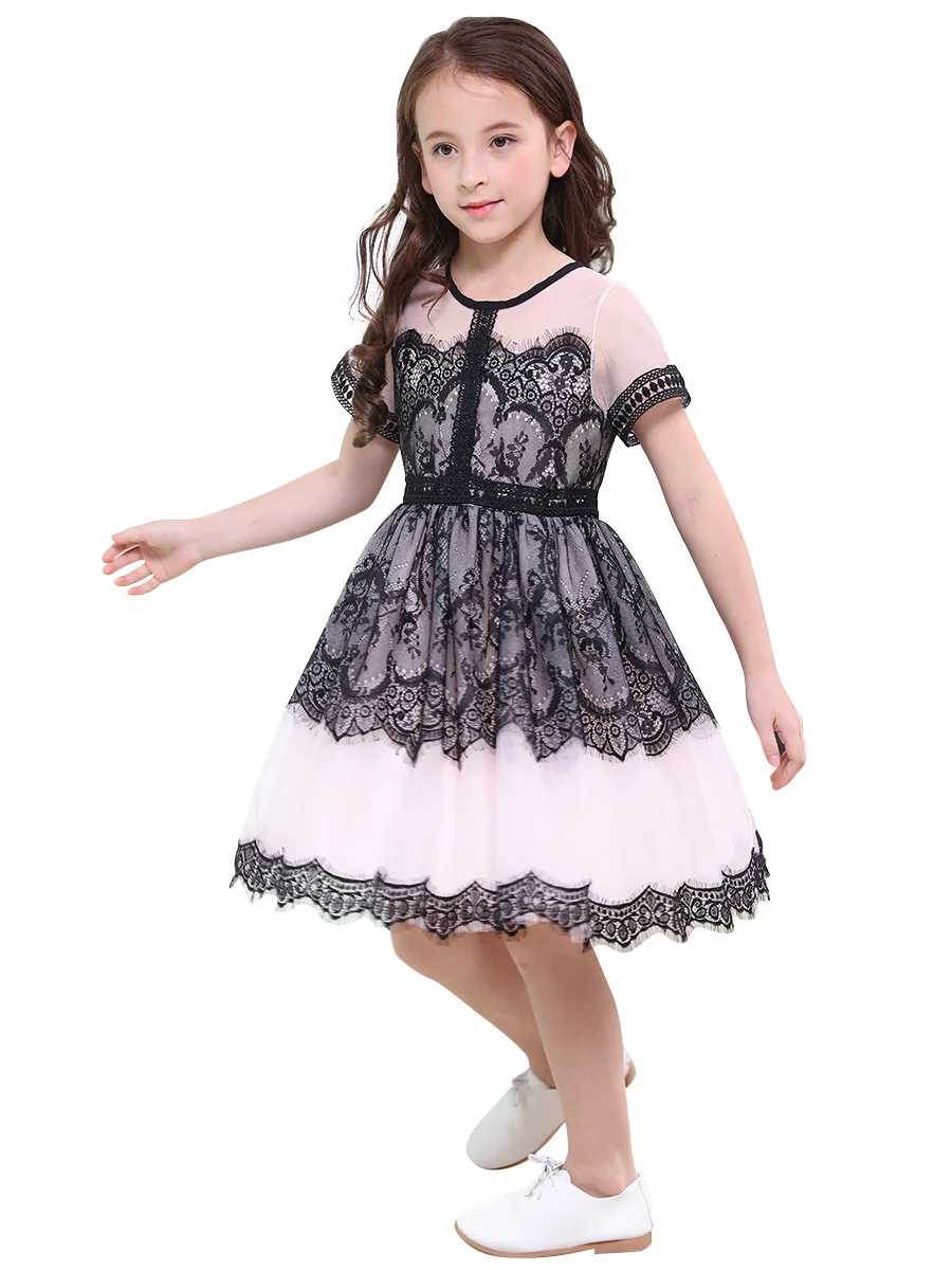 6-16Yrs Flower Lace Teenage Girls Wedding Dress Elegant Princess Party Pageant Formal Dress Children Prom Gowns Kids Clothes children prom clothes princess flower girl dress baby kids party wear gowns blue and white wedding party dress girls