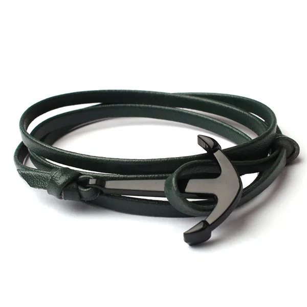 Черный Якорь многослойные кожаные браслеты и браслеты модный винтажный браслет для мужчин и женщин мода дружба подарок SL009 - Окраска металла: 2
