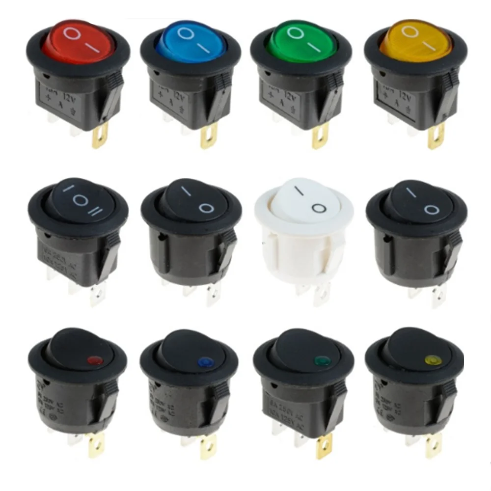 

Pushbutton switch ON/OFF Round Rocker Switch LED illuminated Car Dashboard Dash Boat Van 12V Waterproof cap