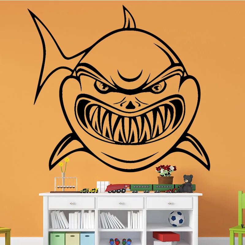 

Fierce Shark Wall Stickers Modern Fashion Wall Sticker Home Decoration Accessories for Kids Room Background Wall Art Decal