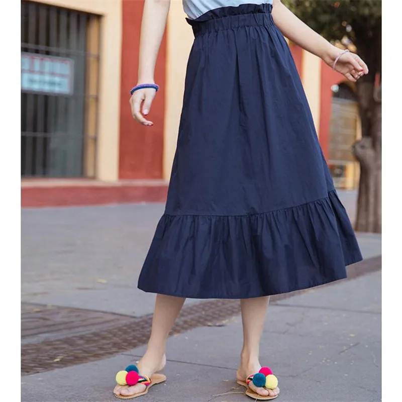 

Brand New Cotton Linen Skirts Women Casual Black A-Line Girls Skirts Plus Size 5XL 7XL 2019 Summer Fashion Ladies Skirts Vestido