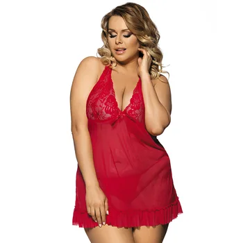 

Sexy Lingerie Women Ladies Halter Lace Dress Sleepwear Babydoll G string Plus Size 4XL 5XL 6XL 7XL Red Black Blue Purple Pink