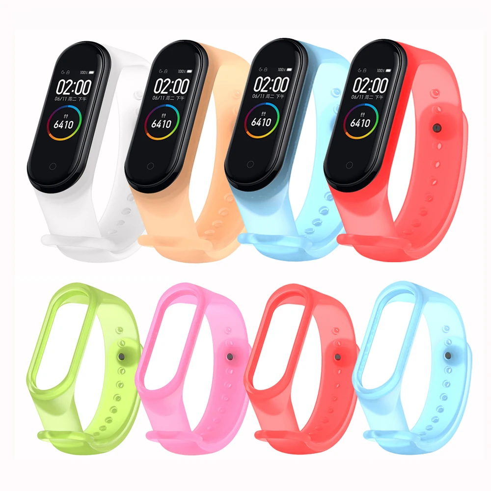 

Bracelet for Xiaomi Mi Band 3 4 Sport Strap Watch Clear Silicone Wrist Strap For xiaomi mi band 3 4 Bracelet Miband 4 3 Strap