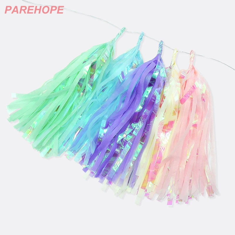 Unicorn Mermaid Rainbow Paper Tissue Tassel Wedding Birthday Party Decorations Baby Shower Tissue Tassel DIY Garland (6)