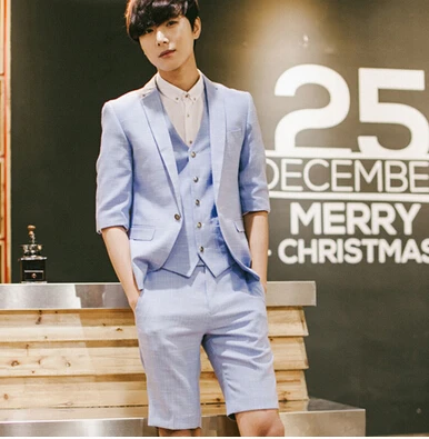 Slim suits short sleeve shorts suit men 