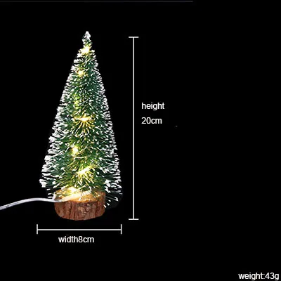 DIY Мини Рождественская елка настольное украшение фетровая Рождественская елка зеленый иней боковая полоса светодиодный светильник рождественские украшения - Цвет: green 20cm