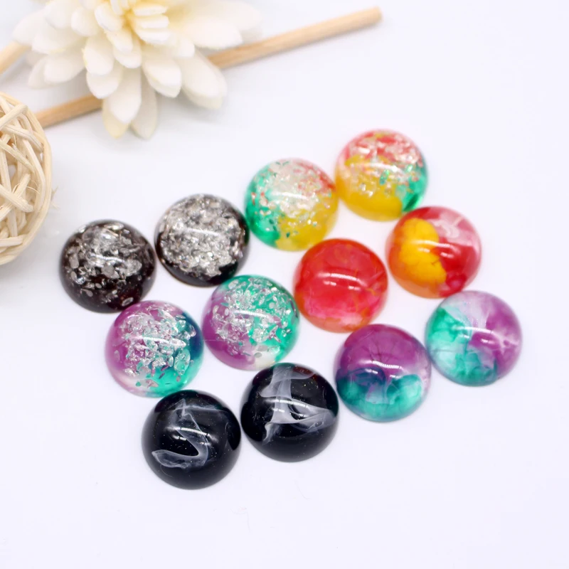 

10pcs 15mm Colorful Resin Cabochon Bead Ring Findings Diy Brooch Patch Earrings Handicrafts Jewelry Charms Accessories F95