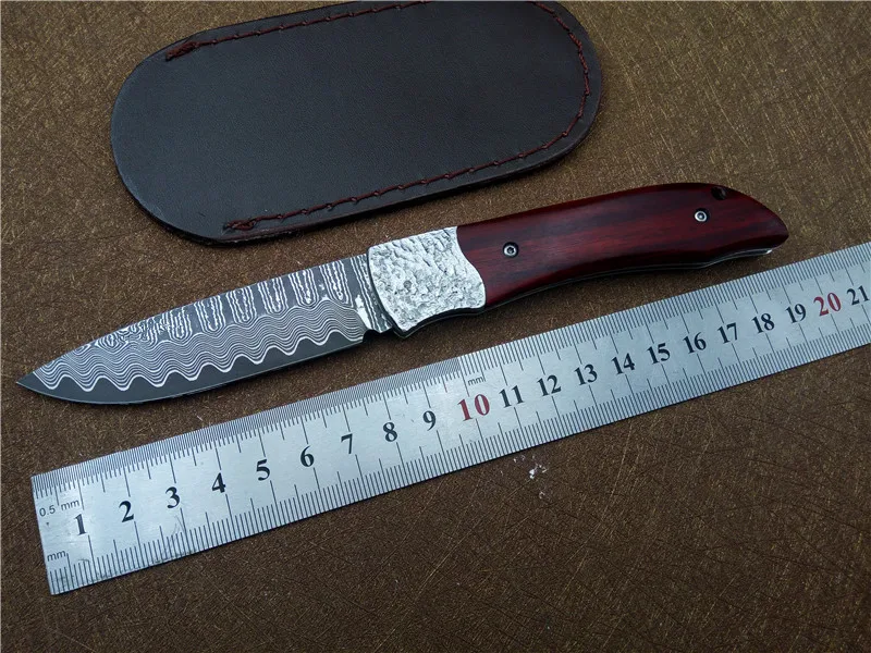 

KESIWO KS77 Folding EDC knife Wood handle Damascus+VG10 Blade outdoor camping hunting Knives Pocket survival EDC knife tool