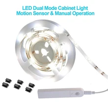Датчик движения под освещение шкафа кухонный шкаф кровать аварийный ночник гибкая светодиодная лента AAA батарея шкаф