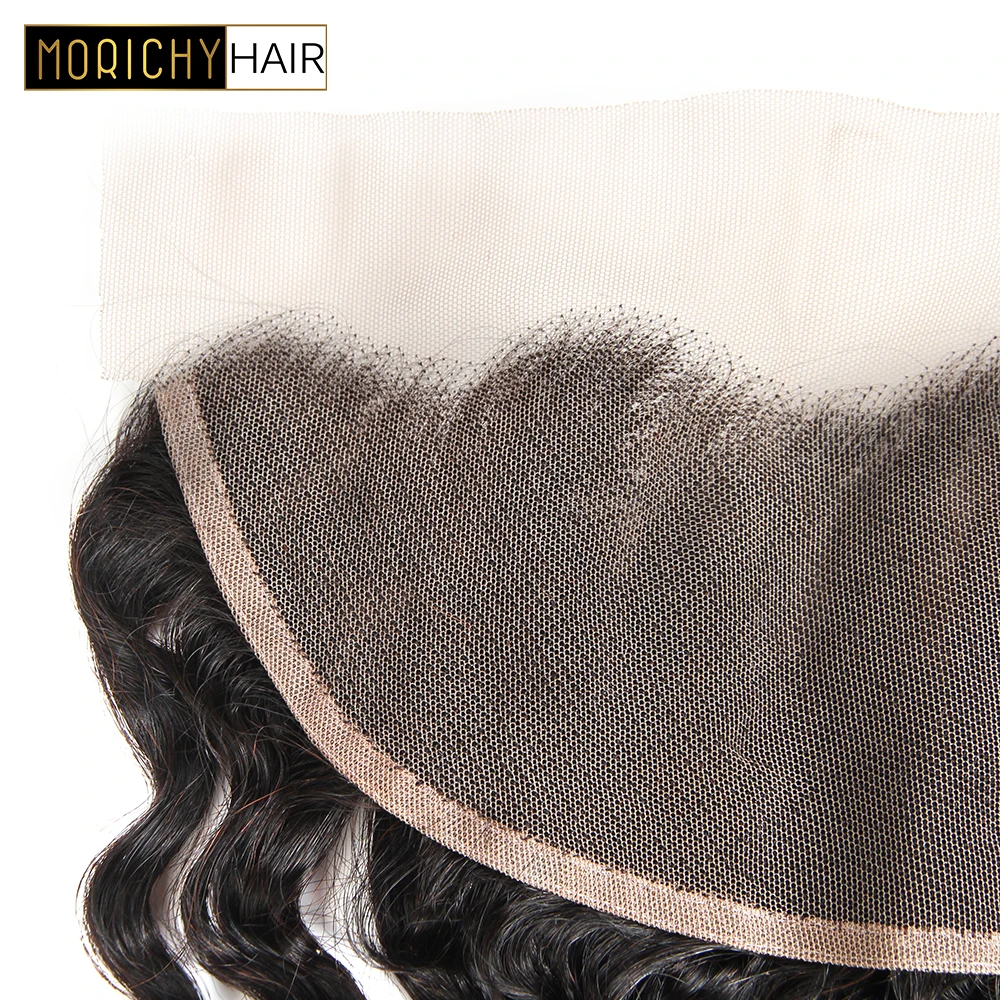 MORICHY Hair Brazilian Deep Wave Lace Frontal 13*4 Ear to Ear Free Part Lace Frontal Closure 100% Remy Human Hair Natural Color