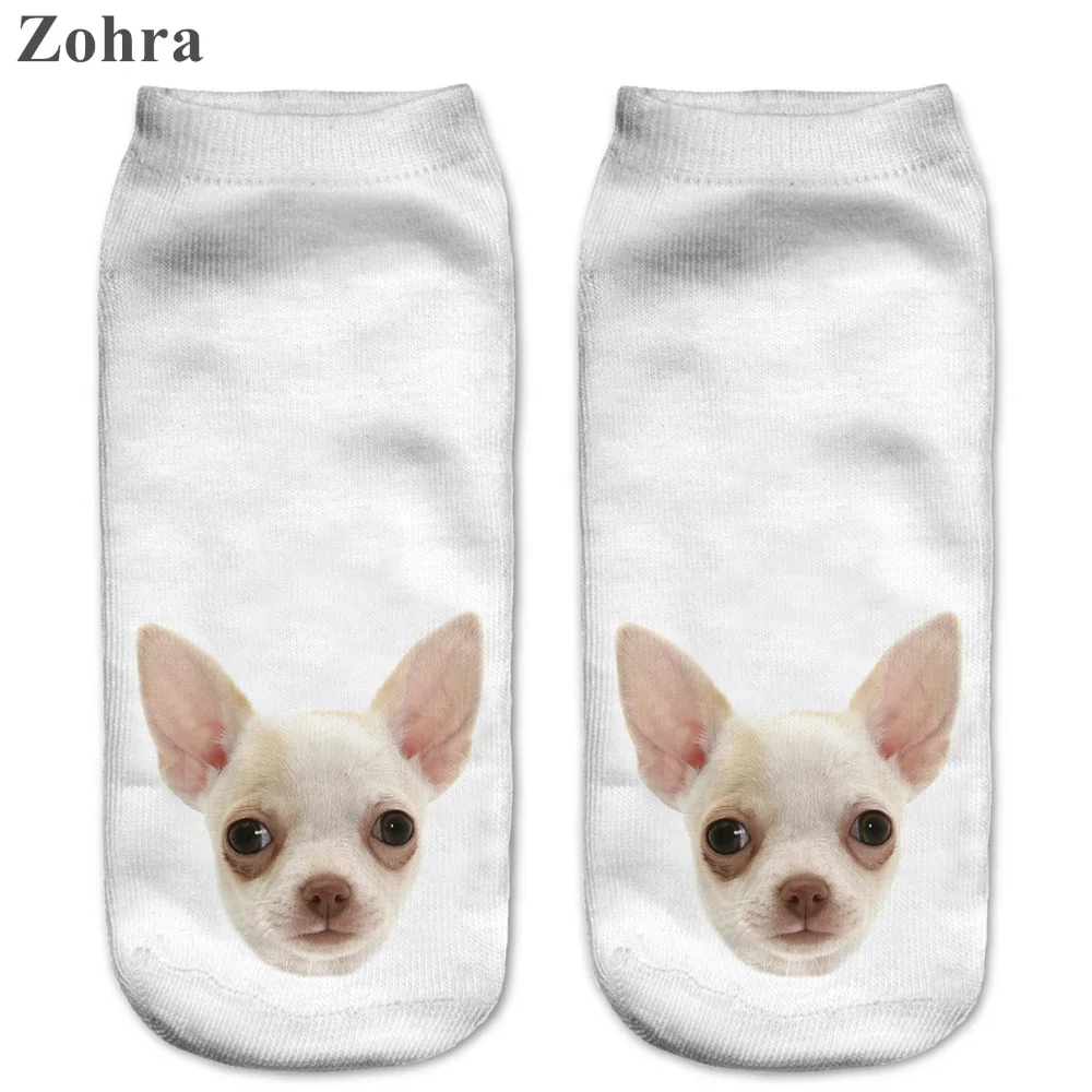 Zohra Fashion Funny Dogs 3D Printing font b Sock b font Women s Low Cut Ankle
