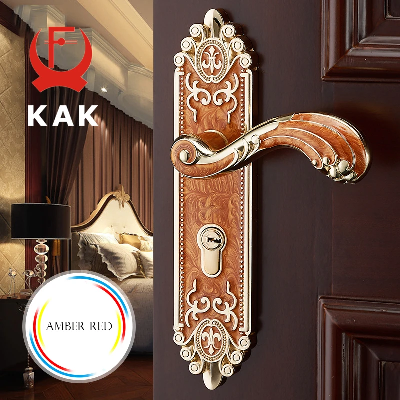 Fechadura da Porta Botões de Porta Bloqueio de Luxo Estilo Europeu Mudo Quarto Alça Moda Interior Anti-roubo Ferragens Móveis Kak - Image 4