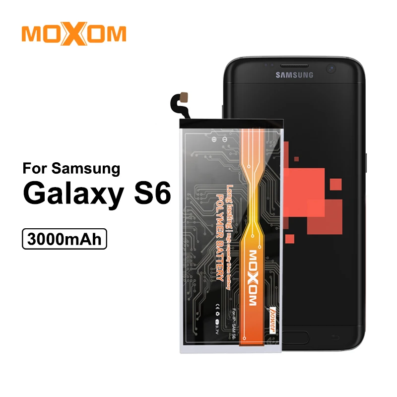 Kopen MOXOM Telefoon Batterij Voor Samsung Galaxy S6 Hoge Capaciteit Batterijen 2550 mah Vervangende Mobiele Batterij Voor Samsung Li Ion Batterij
