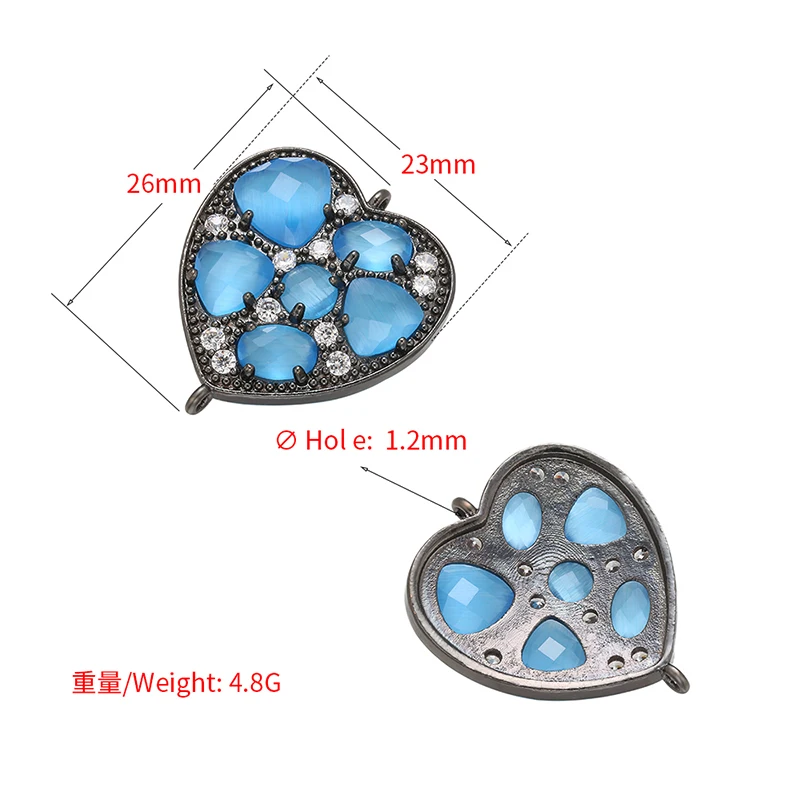 ZHUKOU 23x26 мм Высокое качество кристалл сердце разъем для ручной работы DIY ожерелье серьги ювелирные аксессуары фурнитура модель: VS392