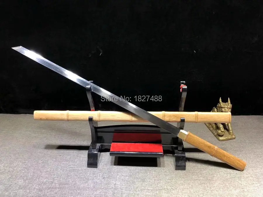 Ручная работа Высокая марганцевая сталь японский ниндзя прямой меч острый меч катана лезвие готов к бою