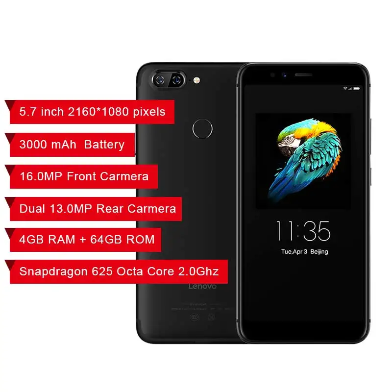 Global Lenovo S5 K520 4GB RAM 64GB ROM Snapdragon 625 Octa Core Mobile Phone 5.7\
