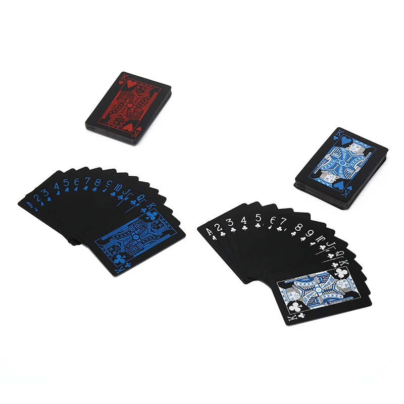 2 Sets Waterproof Plastic PVC Black Playing Cards Red Blue Color Frosting Baccarat Poker Card Sets Wholesale