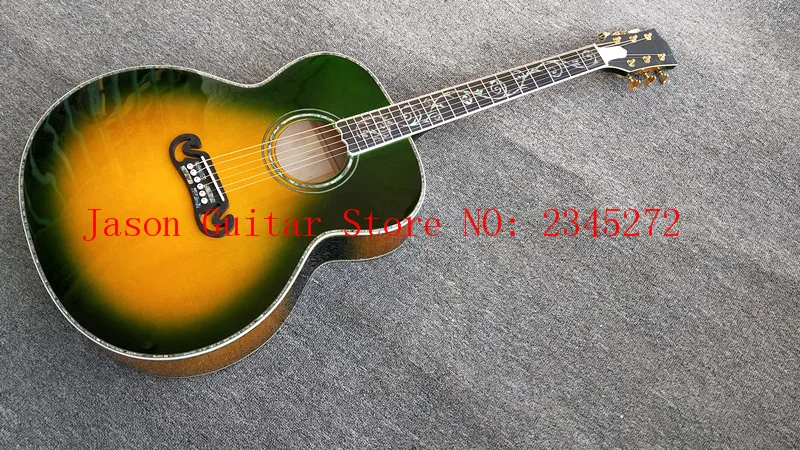 

2018+Factory + hot sale+Custom Chibson j200 Guitar + Solid Spruce Top + Flame Maple sides and back + Real abalone shell + Free