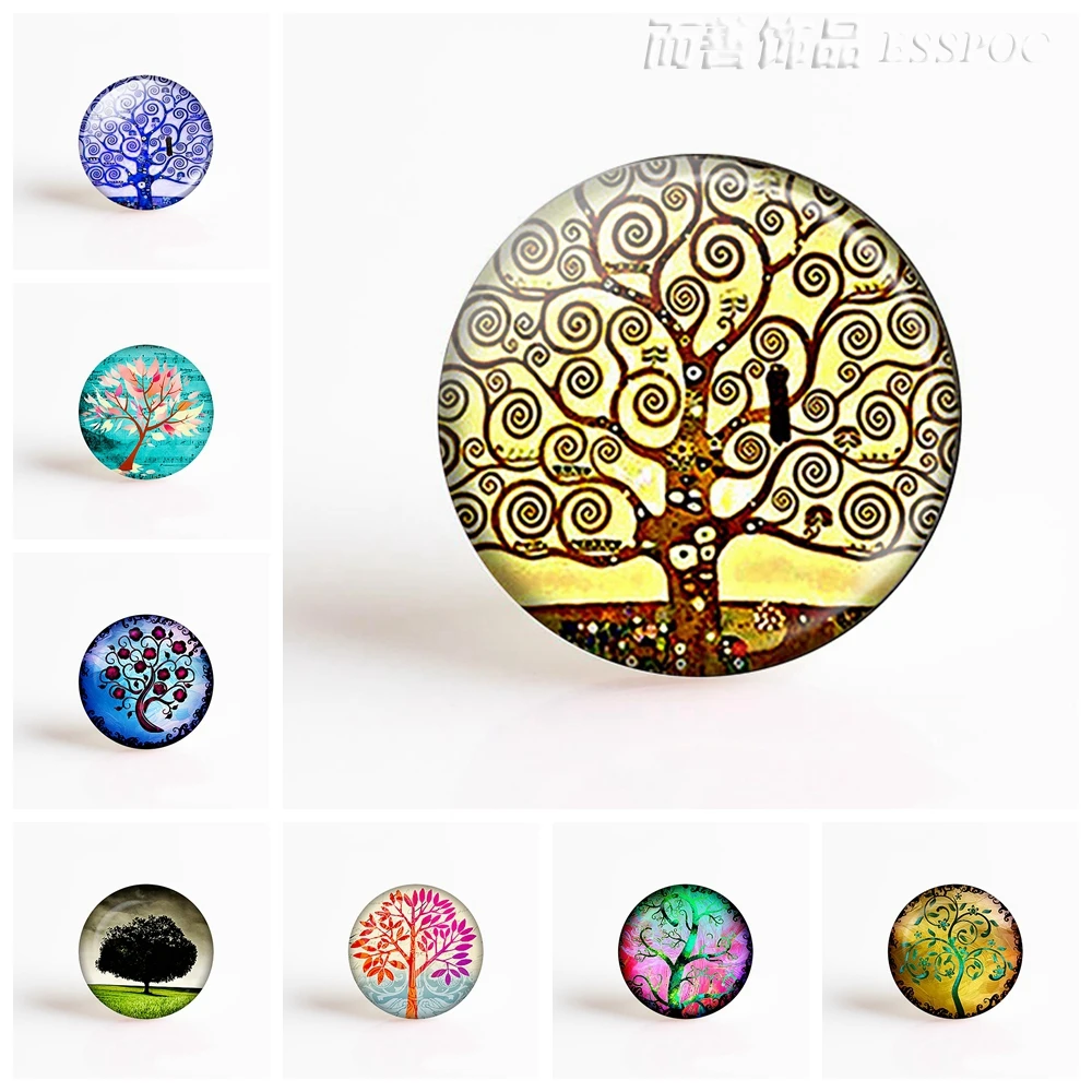 

Tree of Life Pendant Making 25mm Round Glass Cabochon Gemstone DIY Jewelry Components Flat Back Making Findings