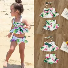 Платья для детей, малышей, девочек, фламинго, танкини, купальный костюм с милым бантом-купальник с узлом комплект бикини ванный комплект пляжная одежда