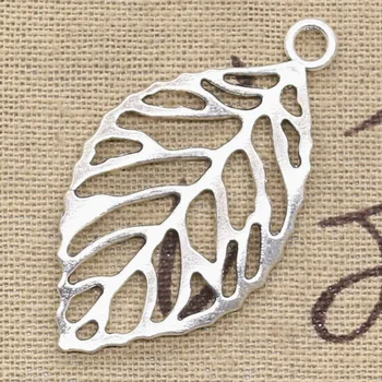 

3pcs Charms Hollow Leaf 49x26mm Antique Pendant Fit Vintage Tibetan Bronze Silver Color DIY Handmade Jewelry