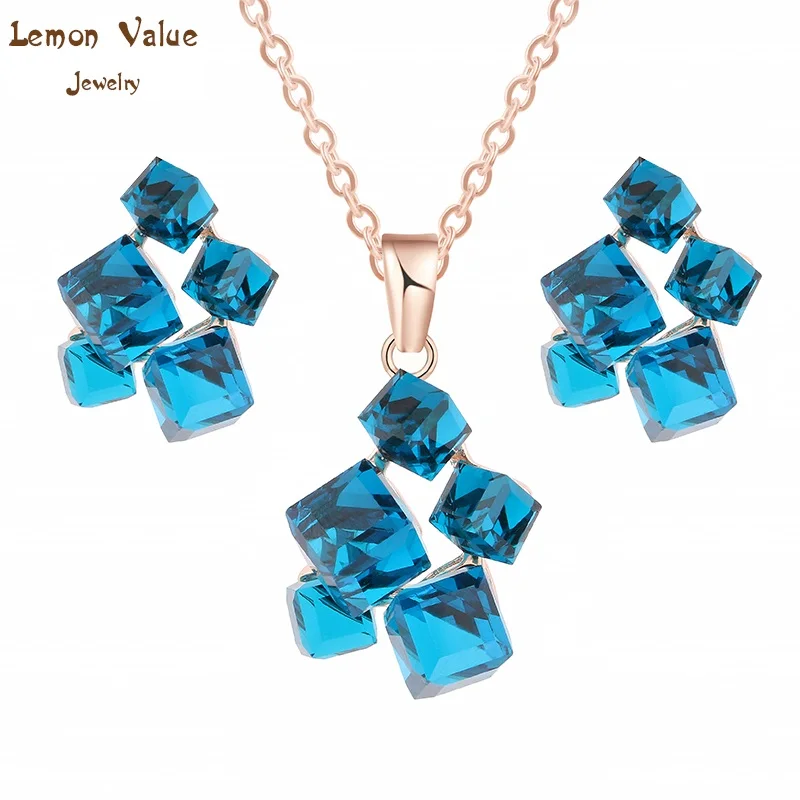 Lemon Value Romantic Luxury Geometry Shape Crystal Pendant Necklace