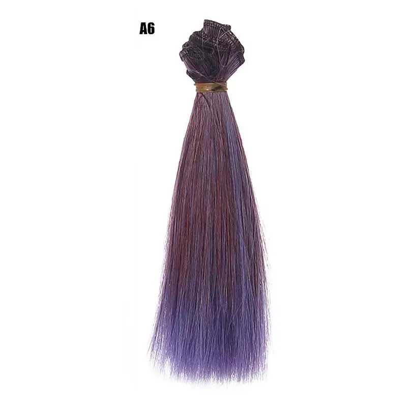 15 см кукольные аксессуары прямые синтетические волокна парик волосы для куклы парики высокая температура провода волосы шелк Уток 1 шт - Цвет: Blue