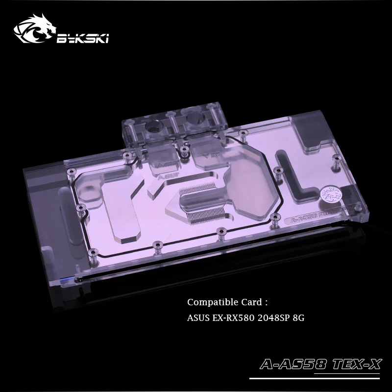

A-AS58EX-X, Bykski GPU cooler for ASUS EX-RX580 2048SP 8G ,Water cooling grphics card Full Cover gpu water block