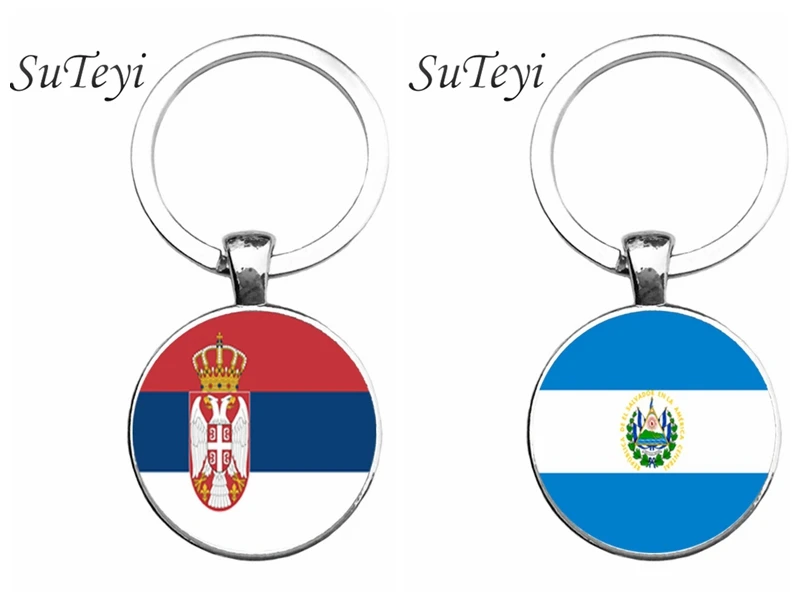 SUTEYI El Salvador/Флаг Германии высококачественный брелок стеклянный кулон кольцо для