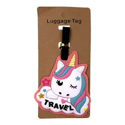 Kawaii Творческий Розовый Единорог чемодан тег силикагель чемодан Туристические товары ID Addres держатель портативный для женщин багаж интернат