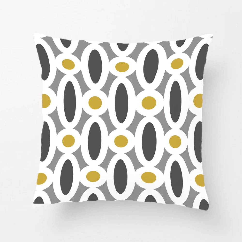 

Modern Oval Links Pattern In Mustard And Grey Pillows Decorative Cushion Cover Pillow Case Customize Gift By Lvsure For Car