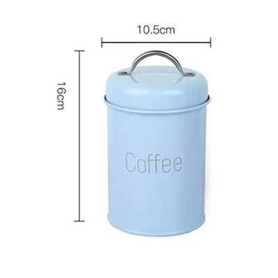 Металлическая красочная бутылка для хранения, маленькая свежая Минималистичная настольная банка для хранения кофе, сахара, чая, контейнер, Домашний Органайзер - Цвет: Blue Coffee