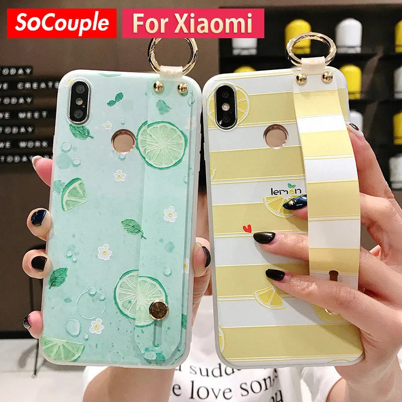 Чехол SoCouple на запястье для Xiaomi 9, 8, 5X, 6X, A3 Lite, CC9, Redmi Note, 4X5, 5A, 6, 7, фруктовый лимон, мягкий ТПУ чехол-держатель для телефона, чехол