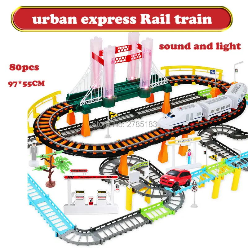 

Urban express train Two-layer Electric Rail Car Track Spiral Track Roller Coaster Electric Rail Car with Sound fashing light